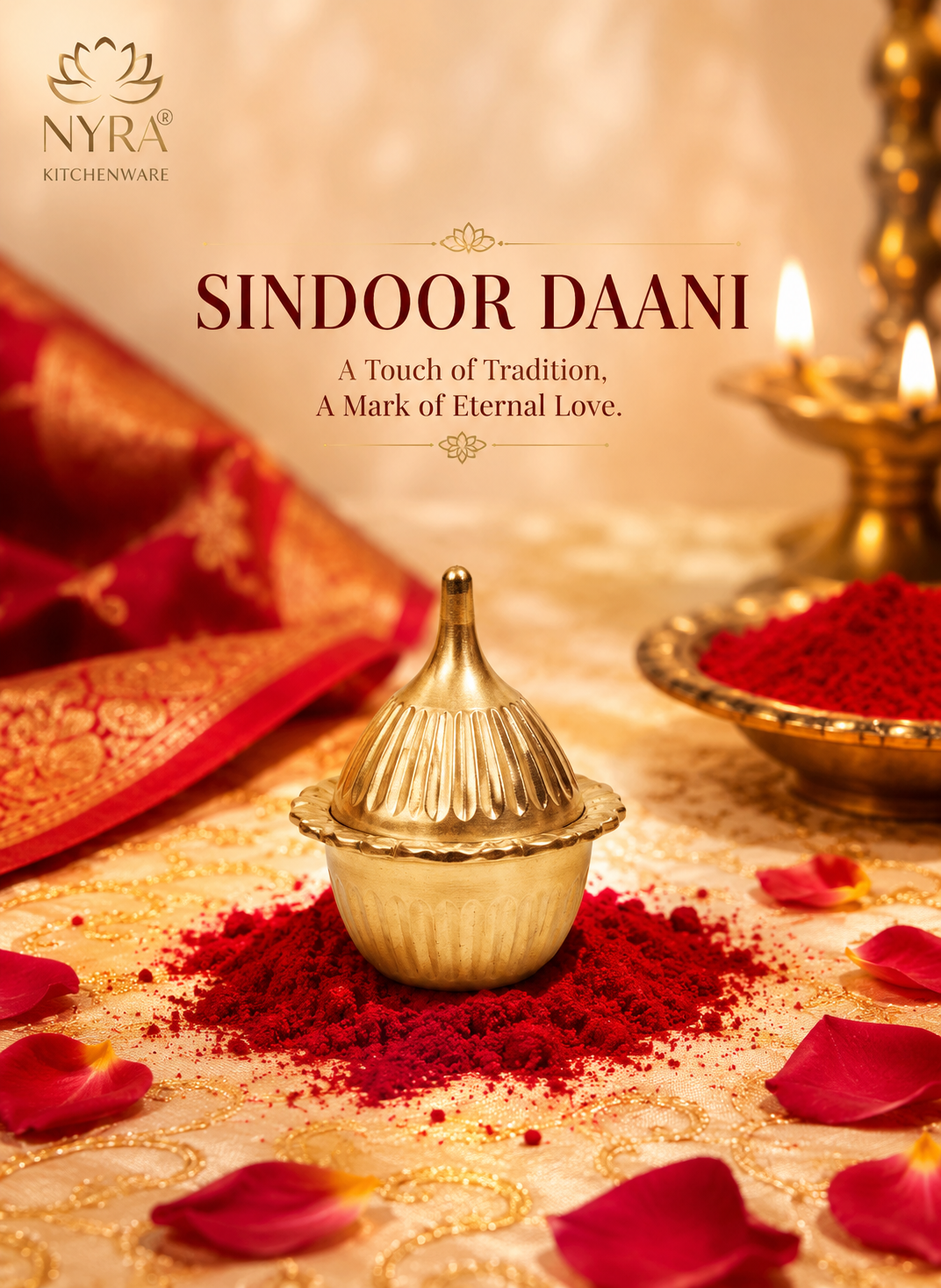 Traditional Brass Sindoor Dani/Kumkum Box | Handmade Brass Sindoor Holder