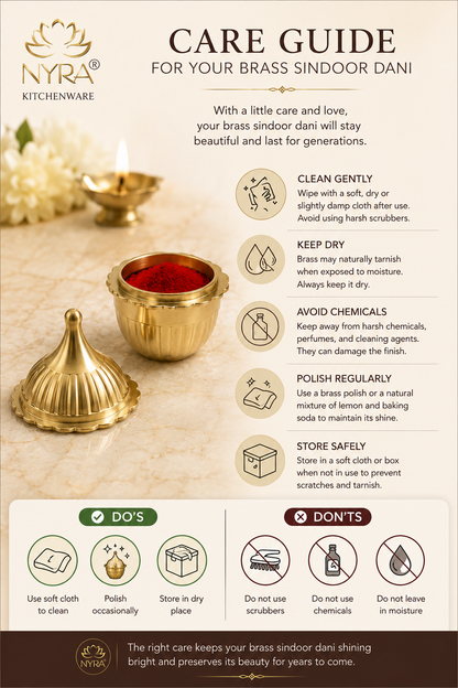 Traditional Brass Sindoor Dani/Kumkum Box | Handmade Brass Sindoor Holder