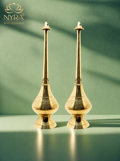 Brass/Peetal Sprinkler Bottle for Ganga Jal, Rose water and Perfume for Traditional Rituals