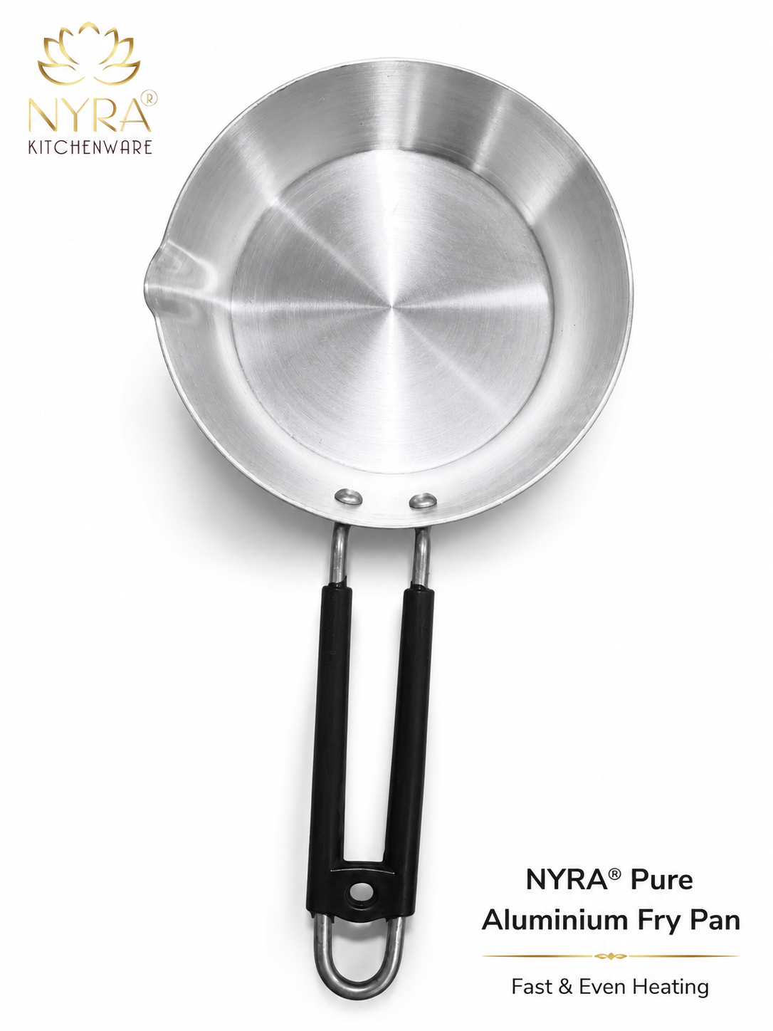 Aluminium Non-Stick Fry Pan with Dual Pour Spouts & Heat-Resistant Handle