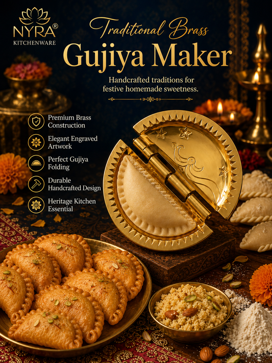 Pure Brass Gujiya / Karjikai Mould | Traditional Sacha Machine for Festive Sweets