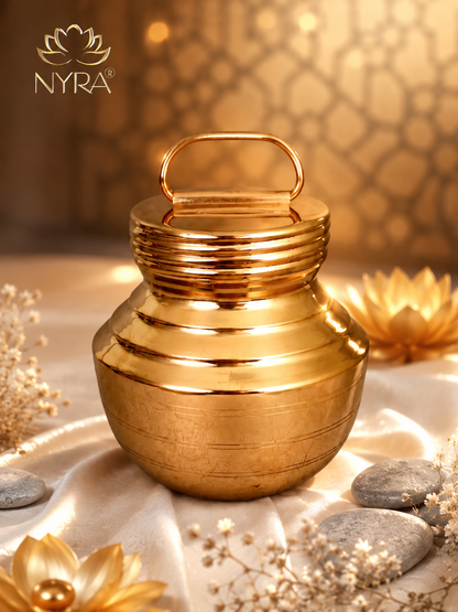 Pure Copper Gangajali with Lid: Kalash for Pooja & Ganga Jal