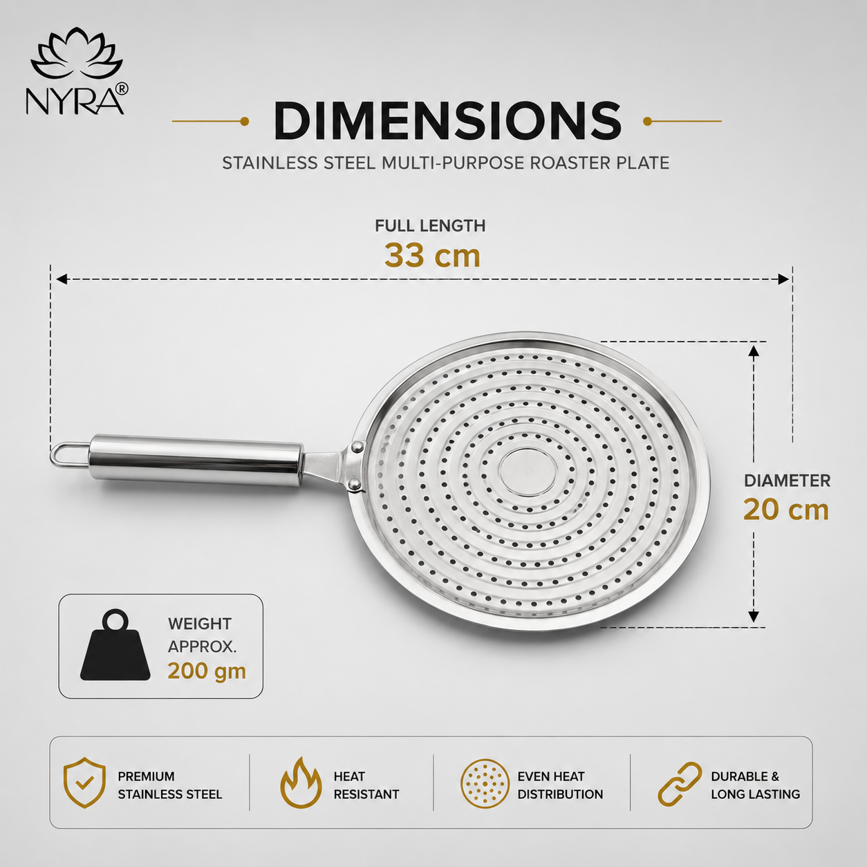 Stainless Steel Multi-Purpose Roaster Plate | Gas Stove Chapati & Toast Grill