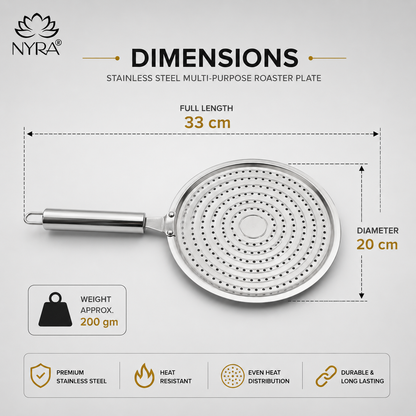 Stainless Steel Multi-Purpose Roaster Plate | Gas Stove Chapati & Toast Grill