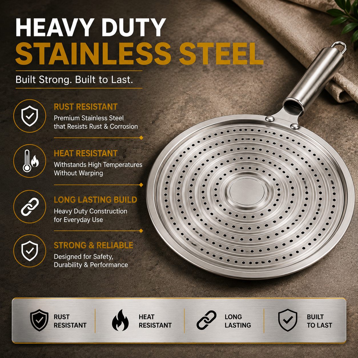 Stainless Steel Multi-Purpose Roaster Plate | Gas Stove Chapati & Toast Grill