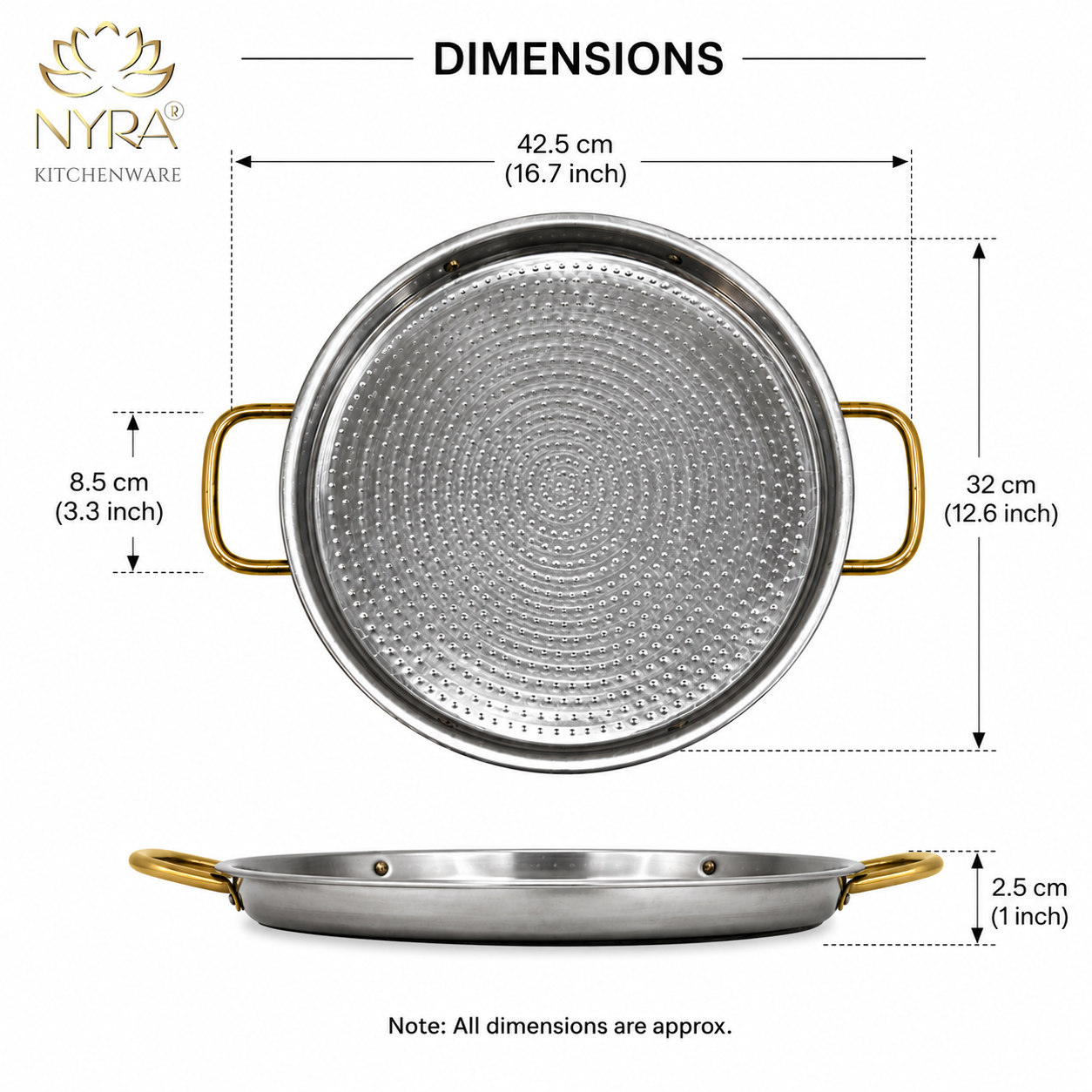 Pure Brass Kalai Tawa with Double Handle | Hammered Finish Brass Dosa Tawa | Food Grade Peetal Cooking Tawa