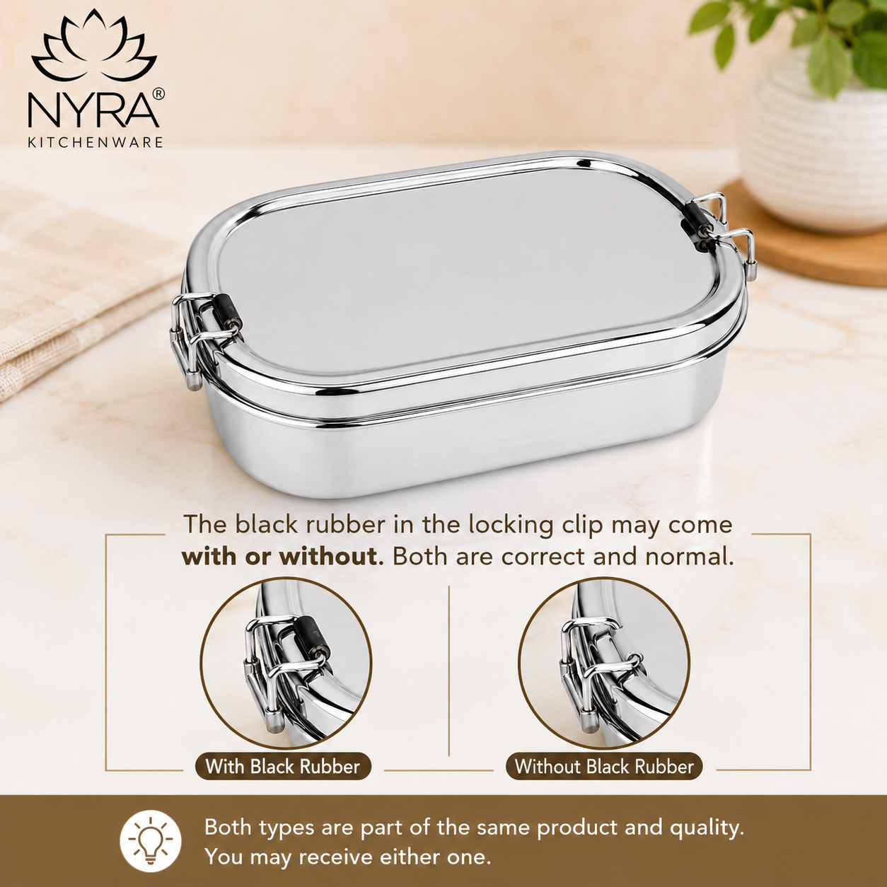 Stainless Steel Locking Clips Lunch Box