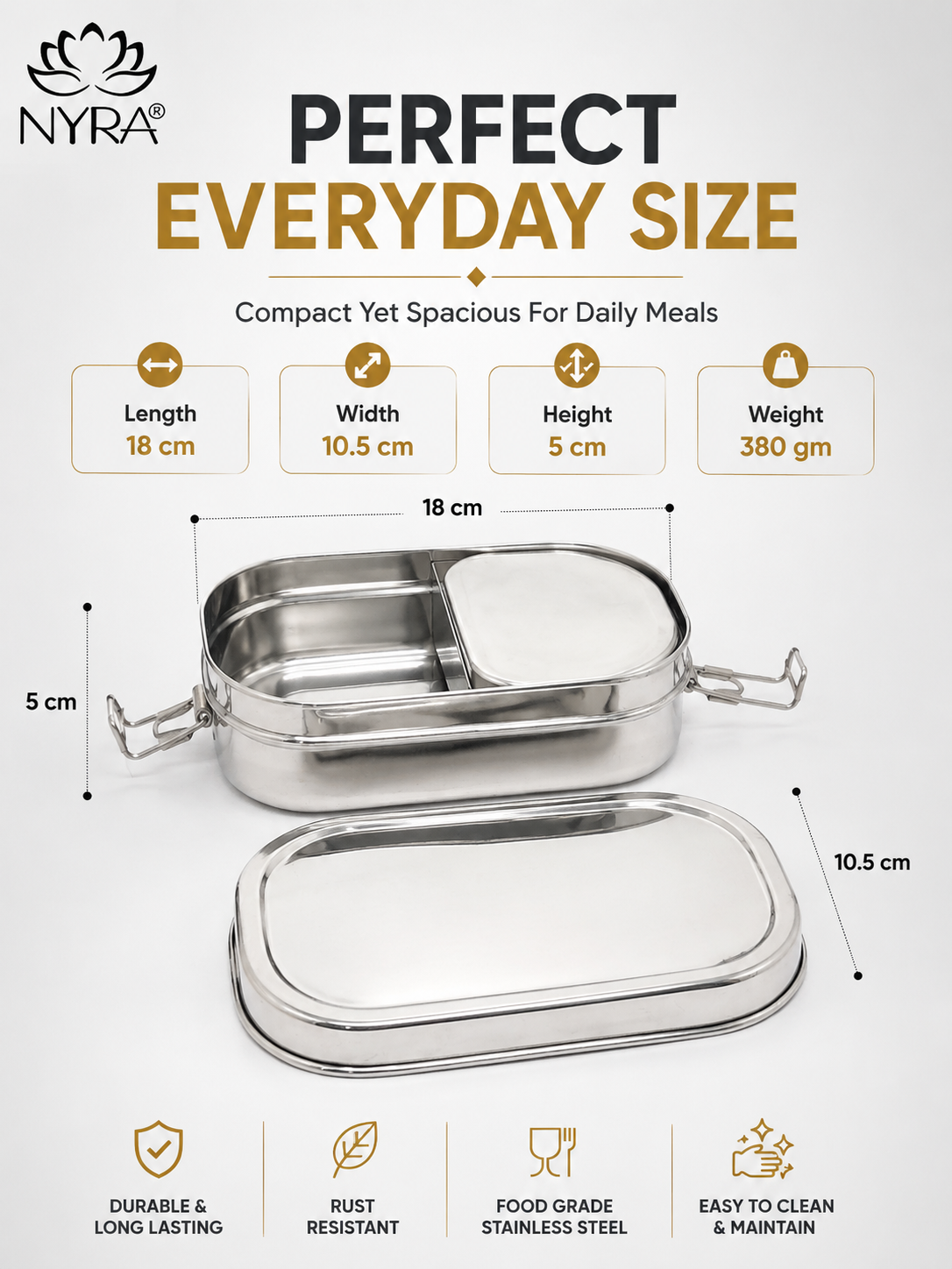 Stainless Steel Locking Clips Lunch Box