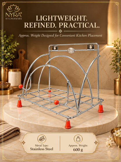 Stainless Steel Chakla Belan Tawa Stand | Wall Mount & Countertop Kitchen Organizer Rack
