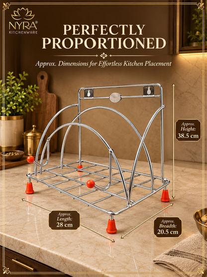 Stainless Steel Chakla Belan Tawa Stand | Wall Mount & Countertop Kitchen Organizer Rack