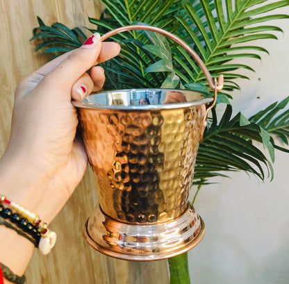 Copper Serving Bucket with Steel Insulated Interior | Traditional Indian Tableware/Serveware