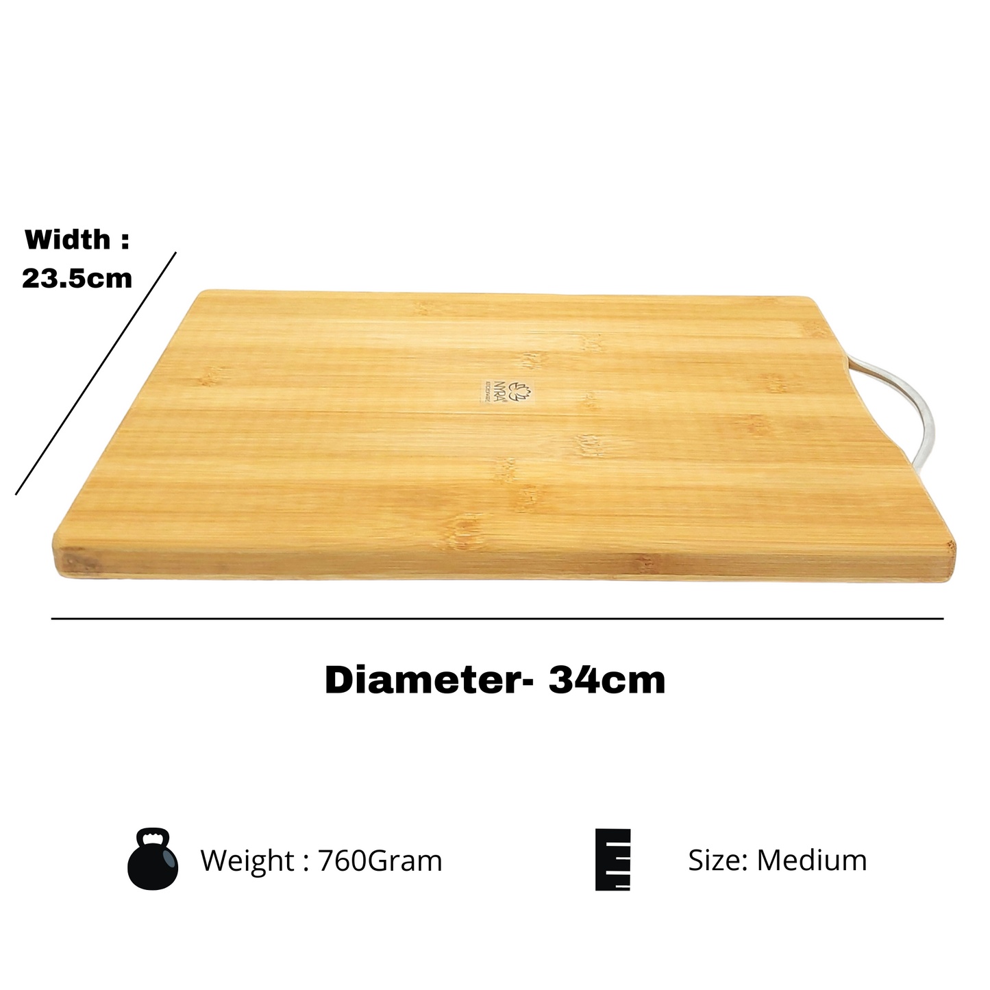 Wooden Chopping Board with Durable Steel Handle