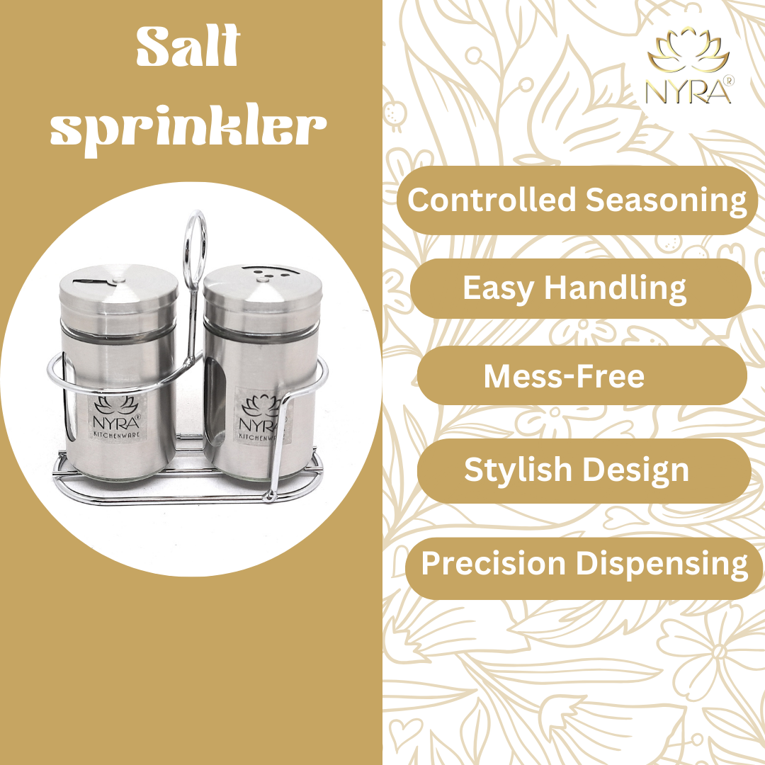 Elegant Stainless Steel and Glass Salt & Pepper Sprinkler