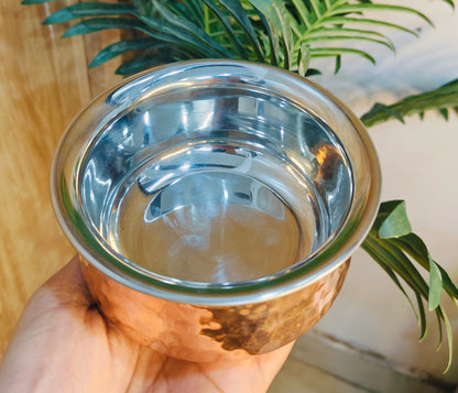 Premium Copper Handi Insulated with Stainless Steel | Traditional Serving Pot/Tableware for Homes, Restaurants & Hotels