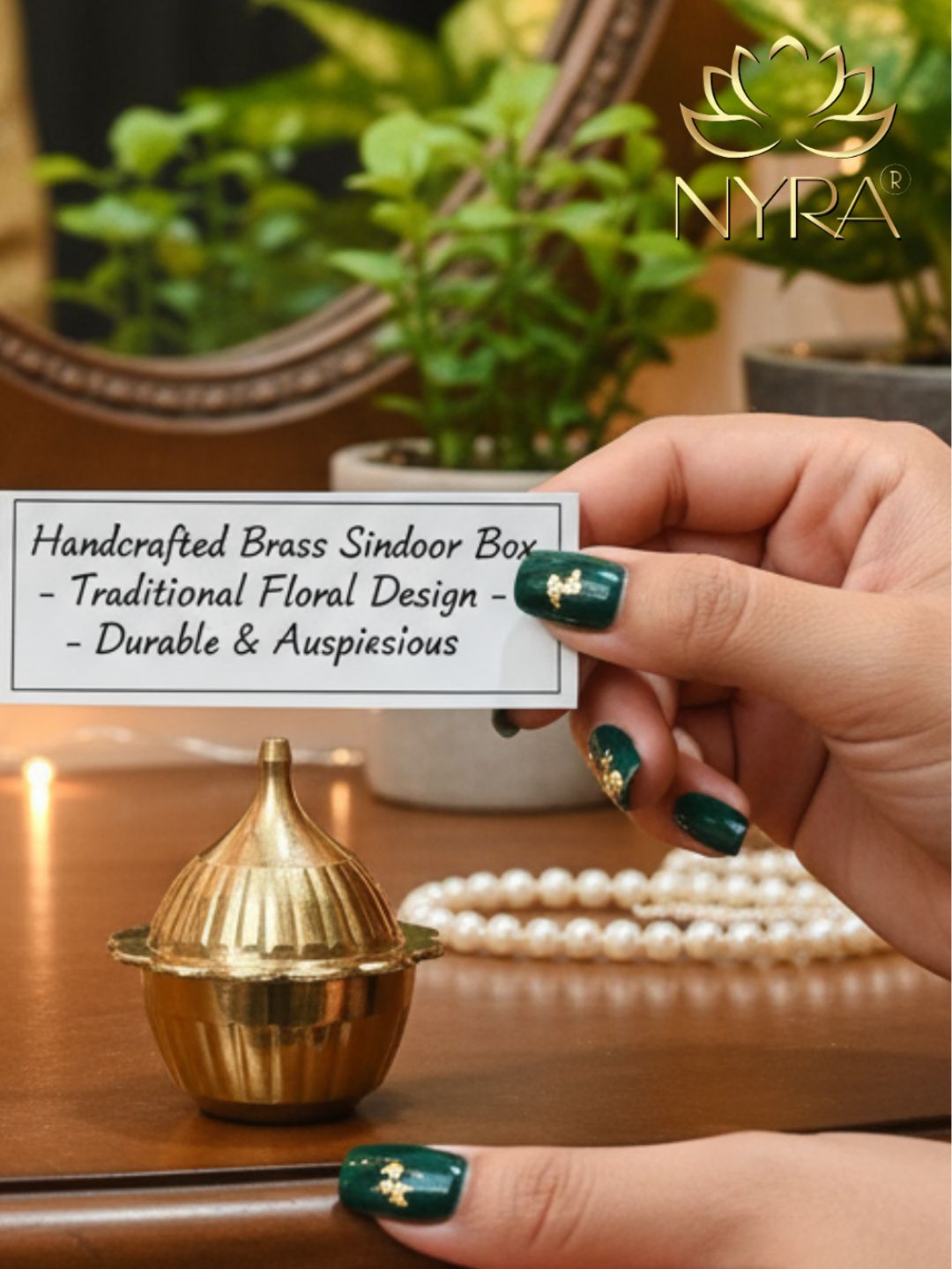 Traditional Brass Sindoor Dani/Kumkum Box | Handmade Brass Sindoor Holder