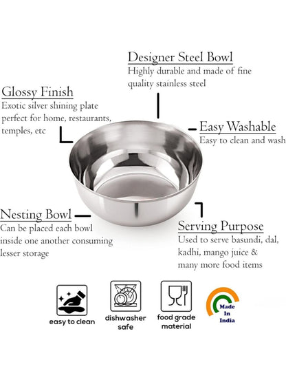 Stainless Steel Round Mixing & Serving Bowl | Heavy-Duty, Rust-Free, Mirror Finish Bowls