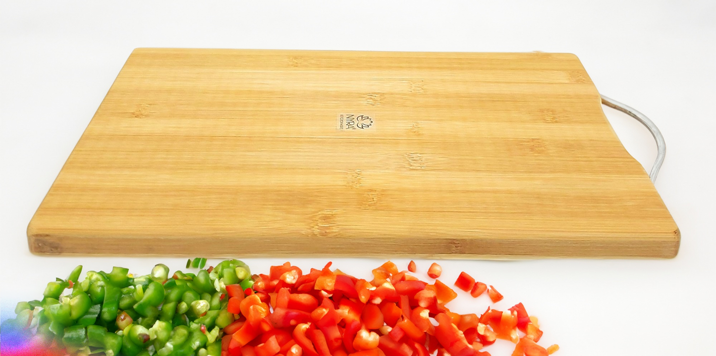 Wooden Chopping Board with Durable Steel Handle