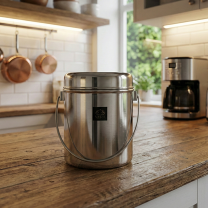 Stainless Steel Milk Pot with Lid (Dolchi/Barni) – Glossy finish, Rust-Proof & Flat Bottom Storage Container