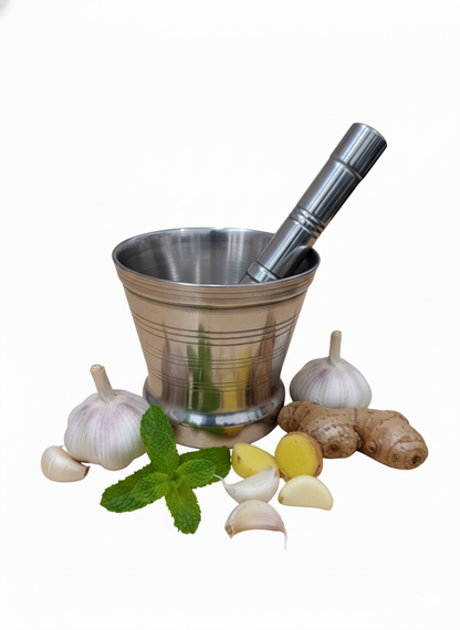 Premium Stainless Steel Mortar & Pestle Set/Khalbatta/Imam Dasta - 3 sizes