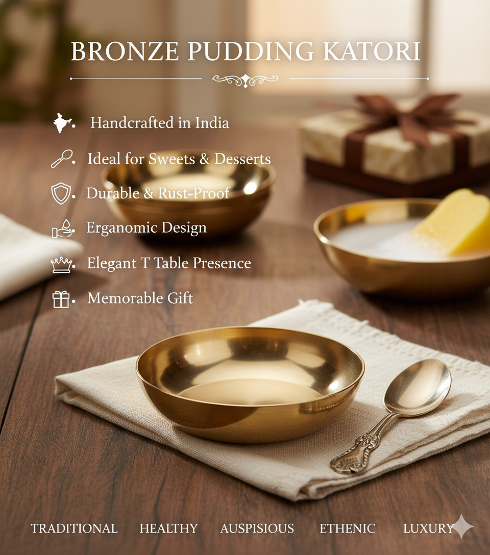 Pure Bronze Kansa Katori/Halwa Bowl/Pudding Plate