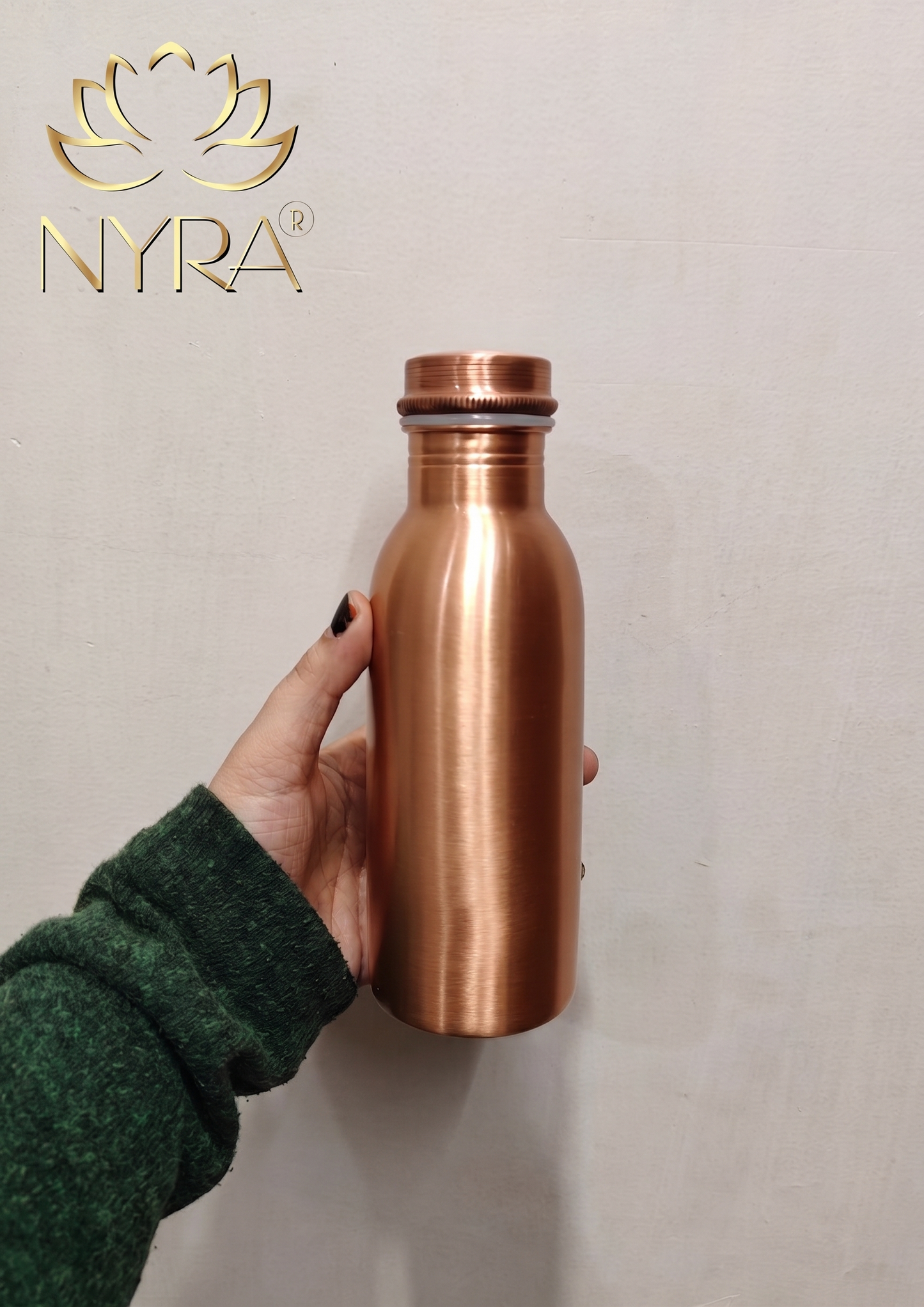Pure Copper Water Bottle |  Copper Bottle with Polished finish | Traditional Bottle with sleek & modern design