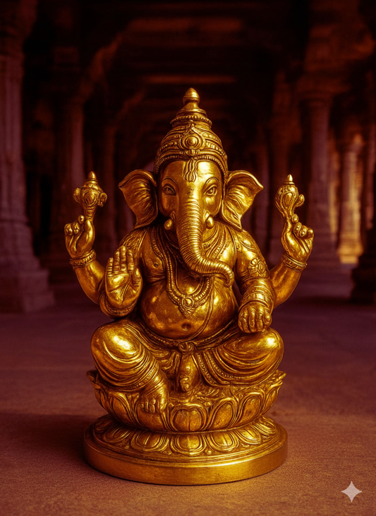 Pure Brass Lord Ganesha Idol | Handcrafted Ganpati Murti - Auspicious Vastu Figurine