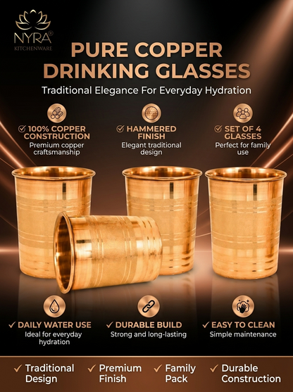 Handmade Copper Glass/Tumbler - Ayurvedic Health Benefits | Traditional Tamba Drinkware for Daily Use