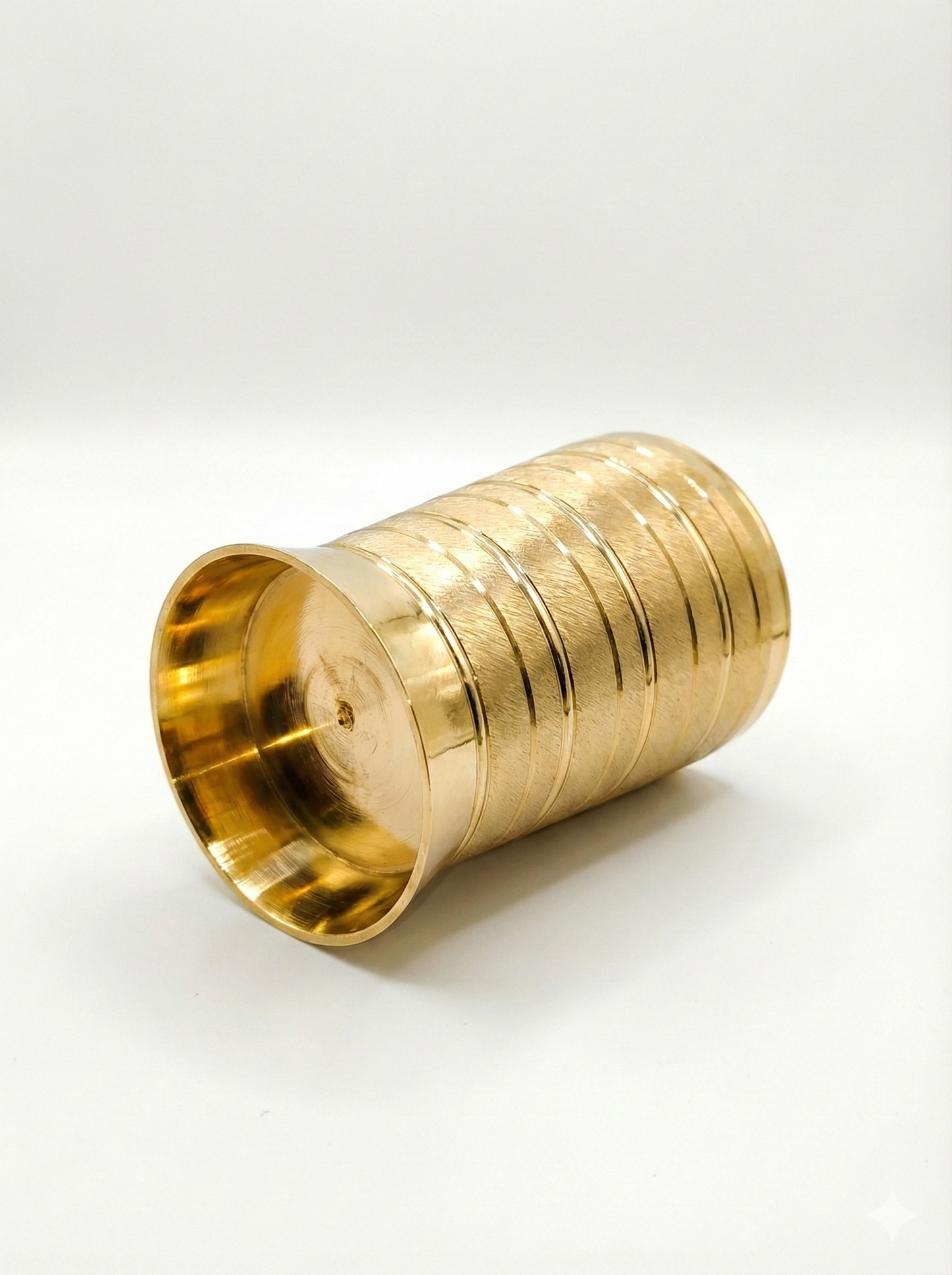 Pure Brass Peetal Designer Glass – Textured Ring Tumbler | Ayurvedic Pital Jal Drinkware