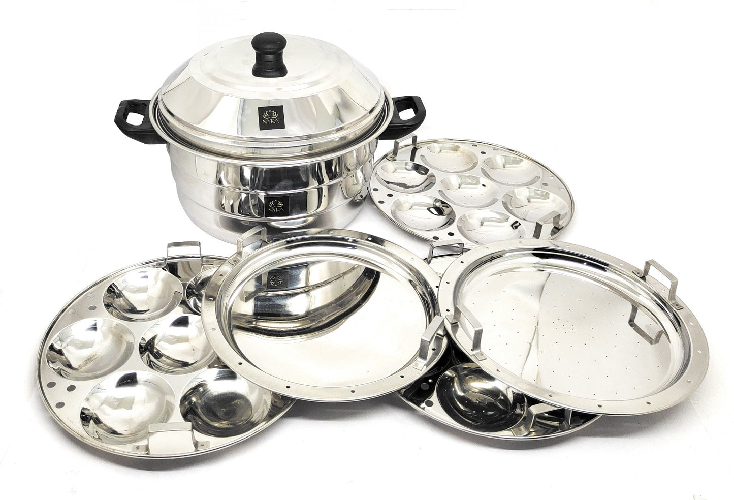 Premium Stainless Steel Multi Idli Cooker Pot with Stackable Idli Plates for Steaming