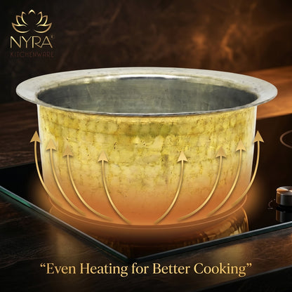 Traditional Brass Bhagona (Kalai Coated) | Heavy Peetal Cooking Pot with Tin-work