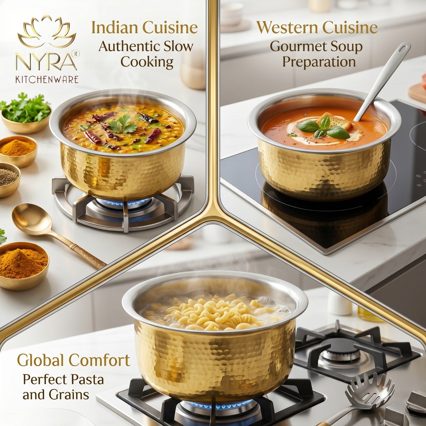 Traditional Brass Bhagona (Kalai Coated) | Heavy Peetal Cooking Pot with Tin-work