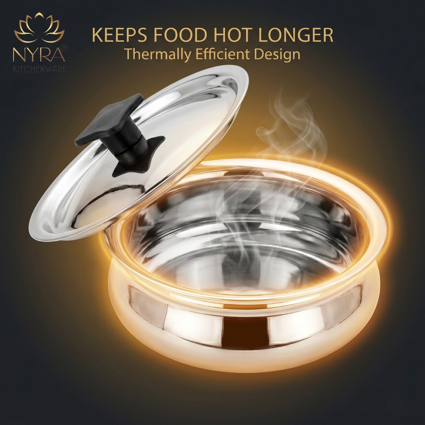 Stainless Steel Biryani Handi with Lid and PVC Knob - Cooking Handi