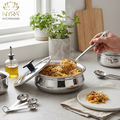 Stainless Steel Biryani Handi with Lid and PVC Knob - Cooking Handi