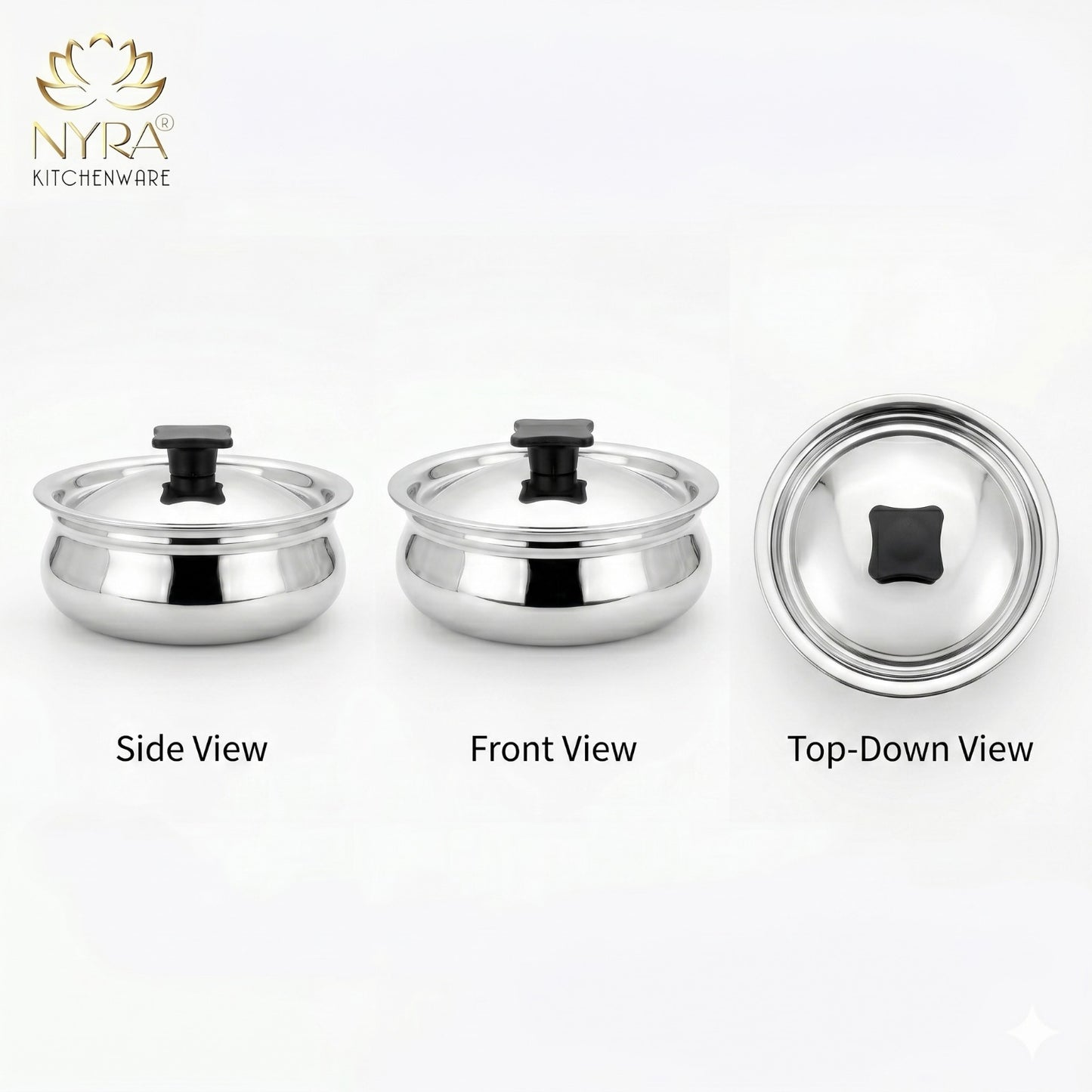 Stainless Steel Biryani Handi with Lid and PVC Knob - Cooking Handi