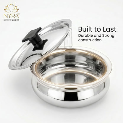 Stainless Steel Biryani Handis with Lid & PVC Knob - Set of 3pcs.