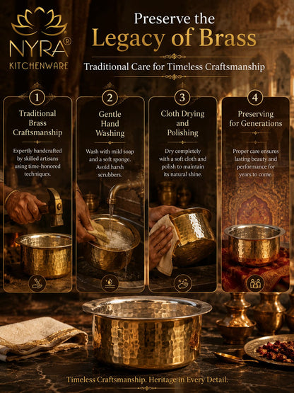 Traditional Brass Bhagona (Kalai Coated) | Heavy Peetal Cooking Pot with Tin-work