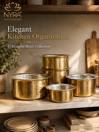 Traditional Brass Bhagona (Kalai Coated) | Heavy Peetal Cooking Pot with Tin-work