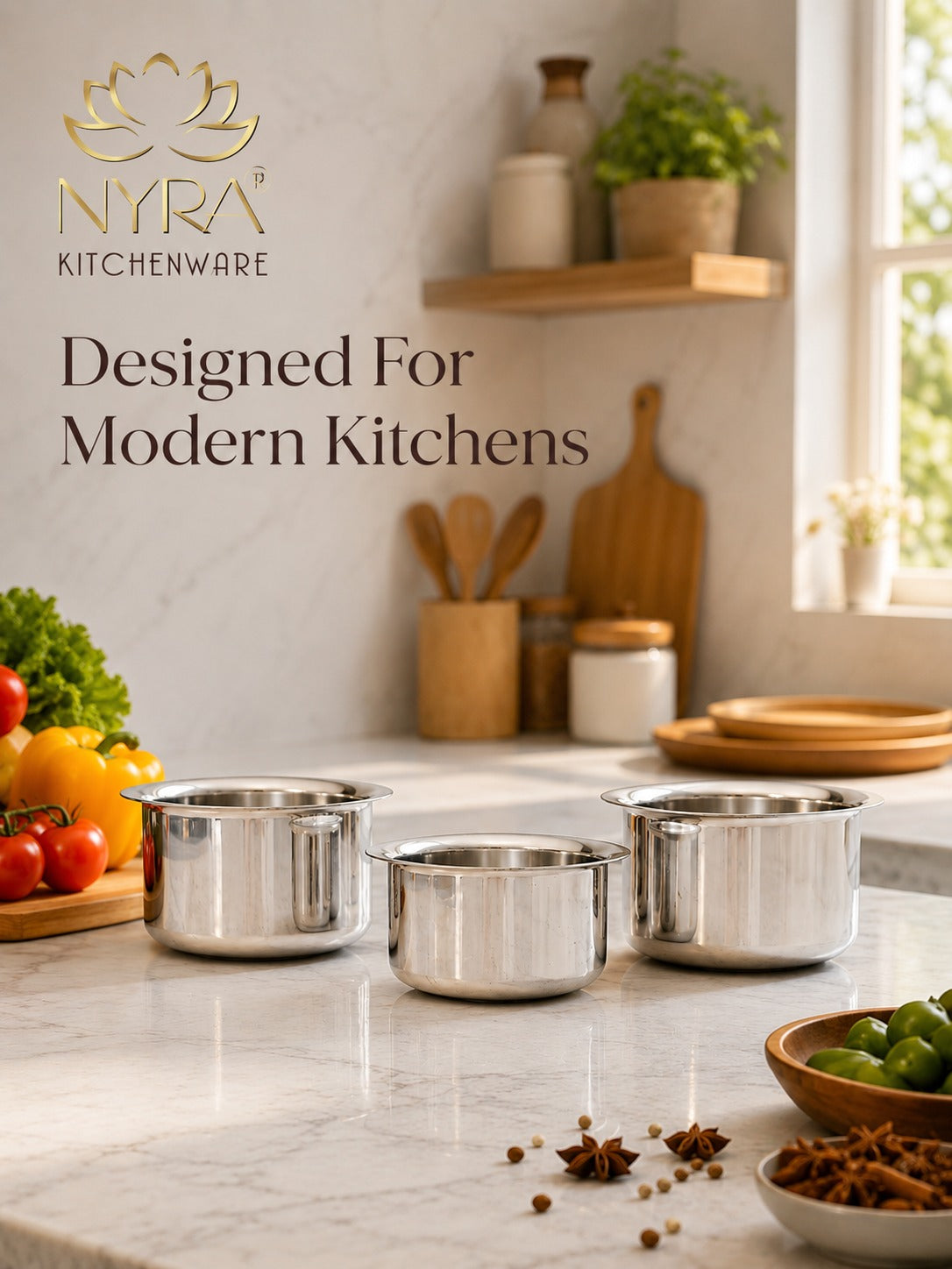 Pure Aluminium Mini Patila Set (3pcs) | Durable & Lightweight Cooking Pots