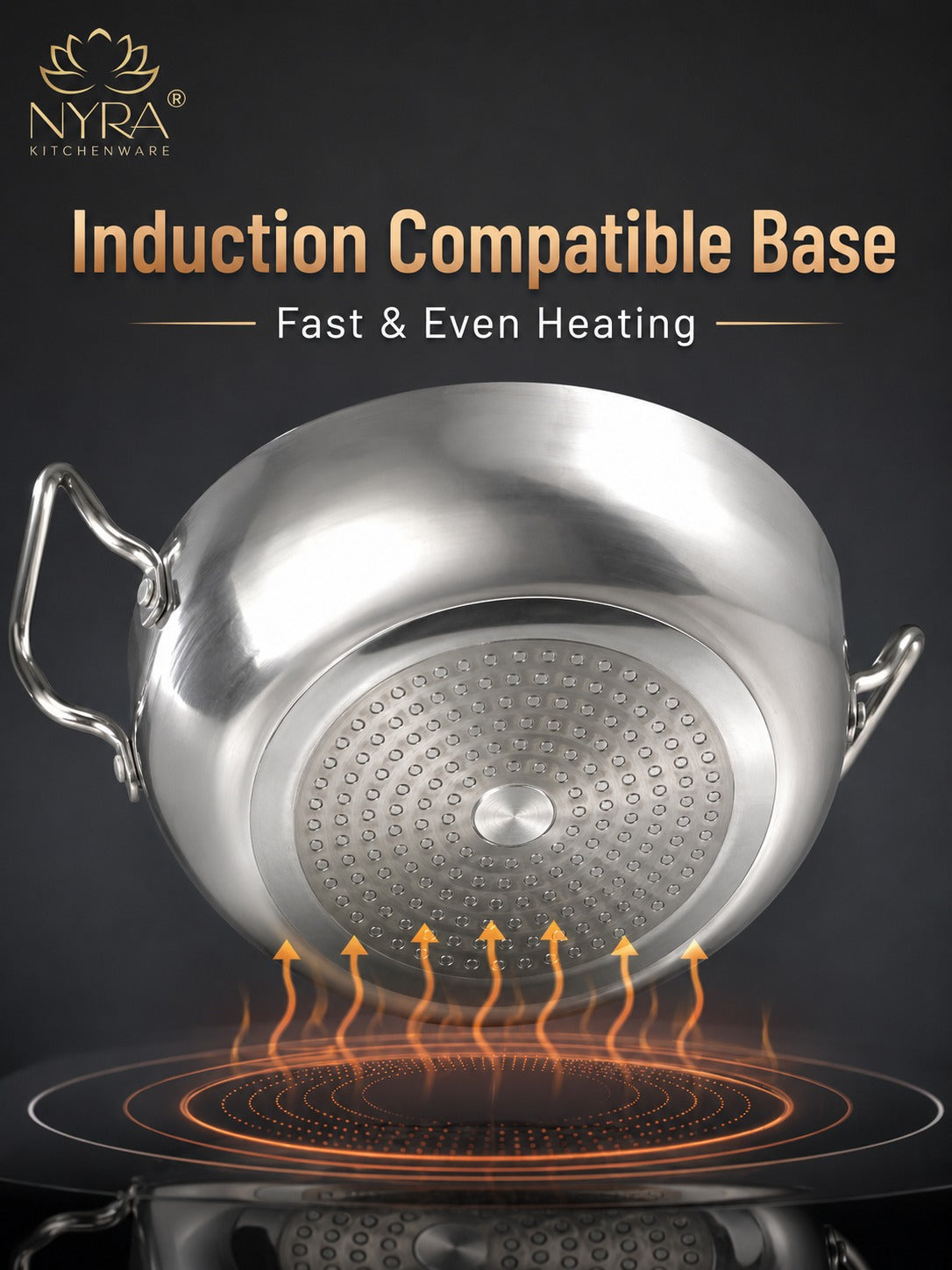 Traditional Aluminium Induction Base Kadhai - 3 Sizes