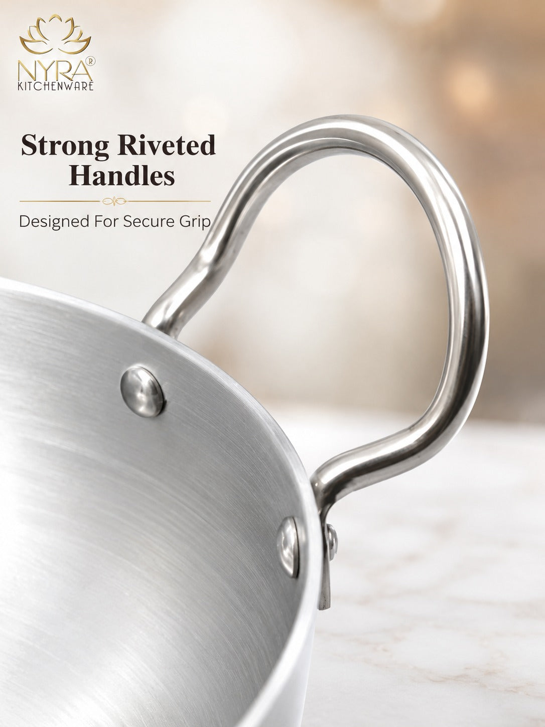 Traditional Aluminium Induction Base Kadhai - 3 Sizes