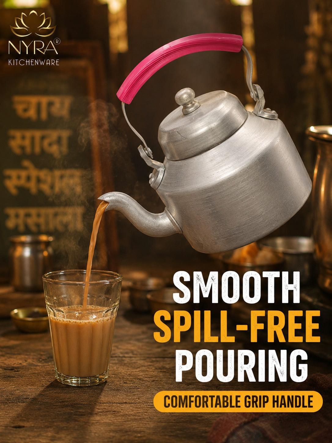Classic Aluminium Chai Kettle: Lightweight & Durable for Tea, Coffee & Milk