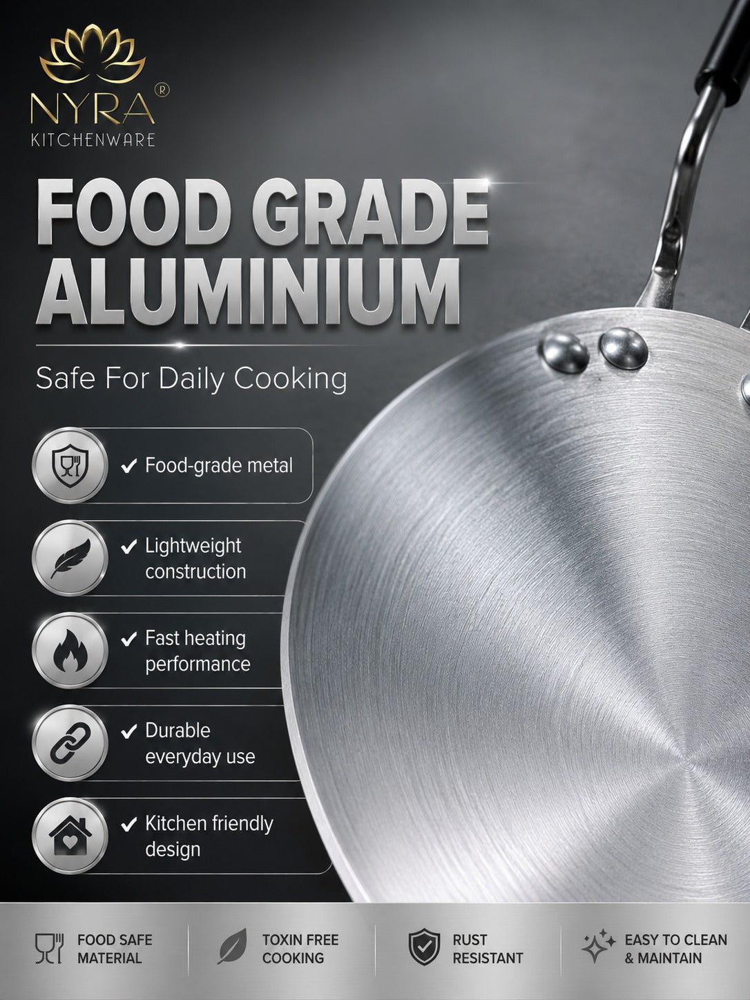 Aluminium Induction Base Multi-Purpose Tawa/Griddle with Sturdy Handle