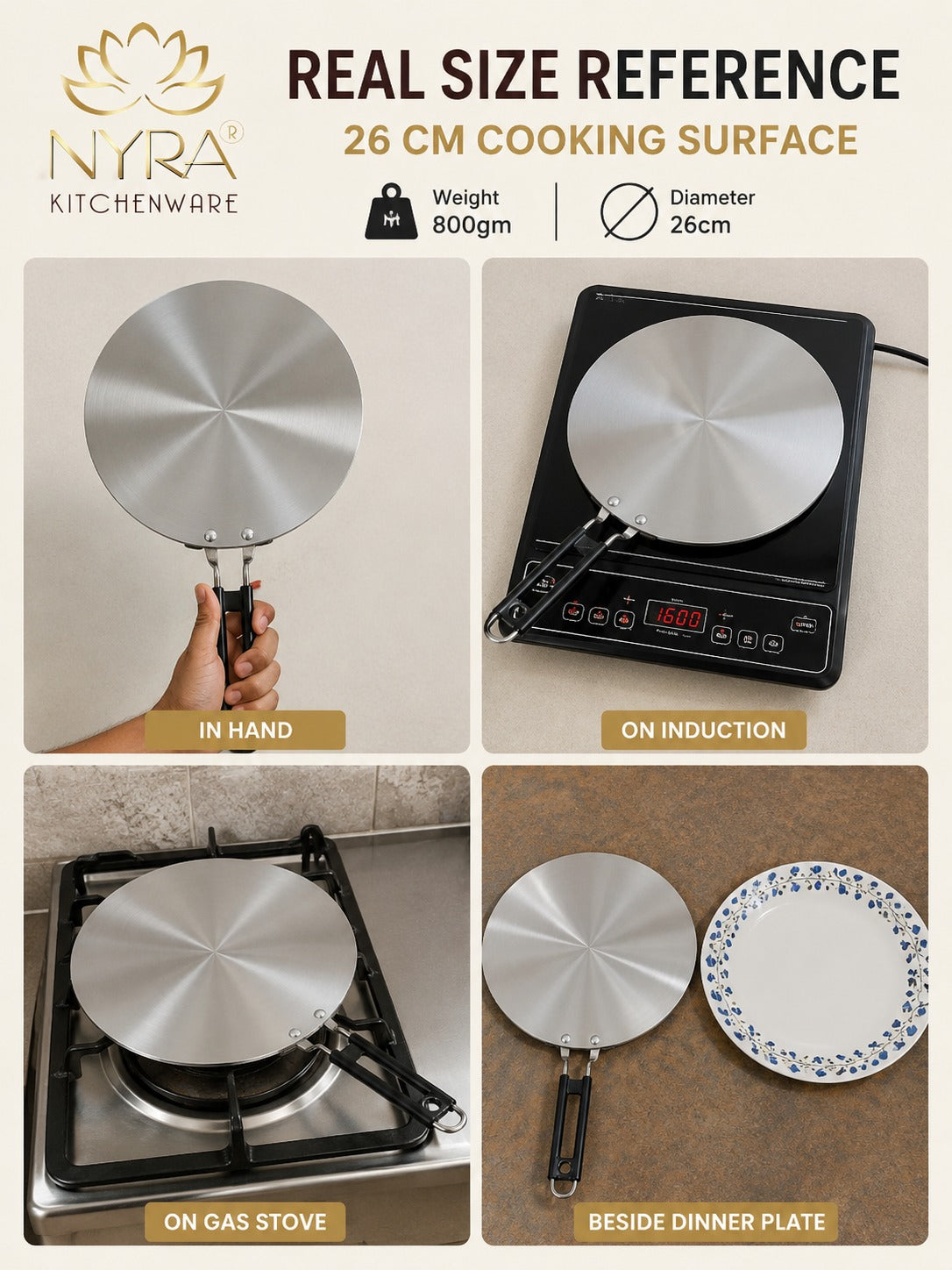 Aluminium Induction Base Multi-Purpose Tawa/Griddle with Sturdy Handle