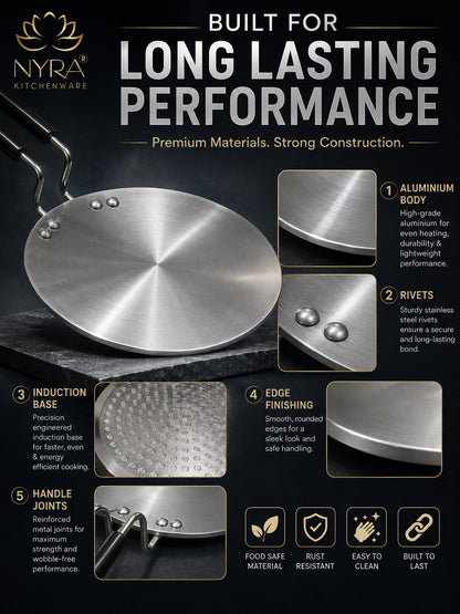 Aluminium Induction Base Multi-Purpose Tawa/Griddle with Sturdy Handle