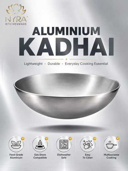 Deep Frying Aluminium Kadhai | Round Tasla Wok - Food Grade & Multipurpose