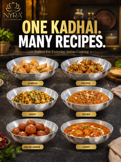 Deep Frying Aluminium Kadhai | Round Tasla Wok - Food Grade & Multipurpose
