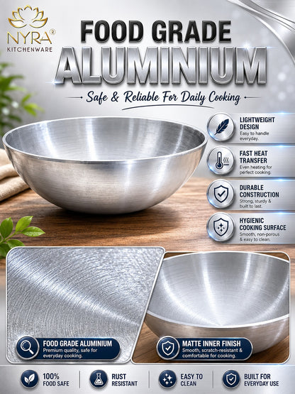 Deep Frying Aluminium Kadhai | Round Tasla Wok - Food Grade & Multipurpose