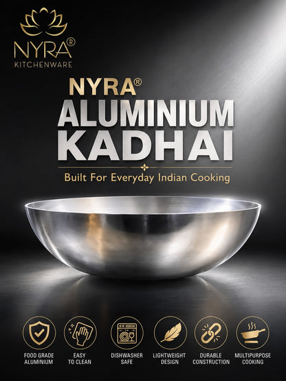 Deep Frying Aluminium Kadhai | Round Tasla Wok - Food Grade & Multipurpose