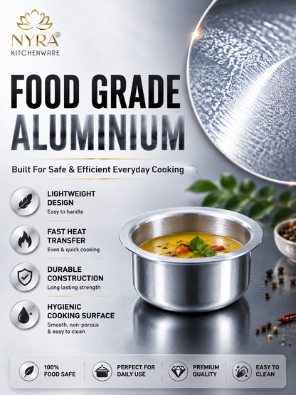 Pure Aluminium Mini Patila Set (3pcs) | Durable & Lightweight Cooking Pots