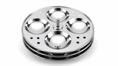 Stainless Steel Idli Stand 3 Plate/4 Plate Idli Maker - Round Cavities Steamer Rack for 5L Outer Lid Pressure Cooker Idli Pot Top Bhagona Large Cookware